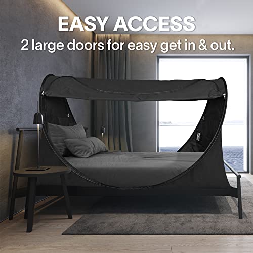 Privacy Pop Up Bed Tent for Twin Bed, Easy Setup Blackout and Breathable Mesh Bed Canopy Lightweight Portable Sleep Pod with Carry Bag Dream Tent for Indoor Outdoor Use- Twin/Black - view 6