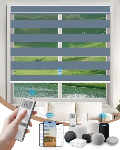 Motorized Blinds with Remote App Voice Control, Custom Zebra Shades
