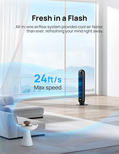 Bundle of Tower Fan for Bedroom, 25ft/s Velocity Quiet Floor Fan, 90° Oscillating Fans with 4 Speeds, 4 Modes + Fan for Bedroom, 12 Inches Table Air Circulator Fans for Indoor with 3 Speeds - view 3