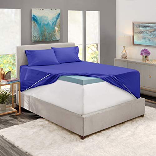 Bed Linen Set, Royal Blue, Deep Pocket King Size Sheets, 4 Piece Set - view 4
