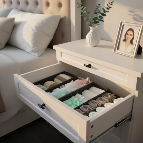 Drawer Organizer Set of 4- Fabric Storage Bins for Clothes, Underwear, Socks & Bras - 11" Dresser Dividers for Bedroom Closet - view 4