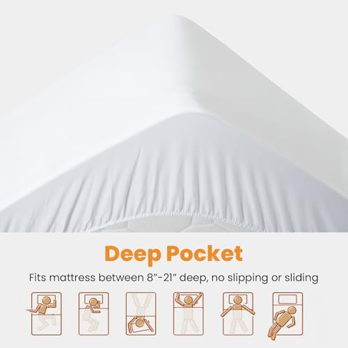 King Size Mattress Pad - Cooling Breathable Mattress Topper, Quilted Fitted Mattress Protector, Pillow Top Mattress Cover with 8-21" Deep Pocket, Soft, Machine Washable, White, 78x80 Inches - view 4