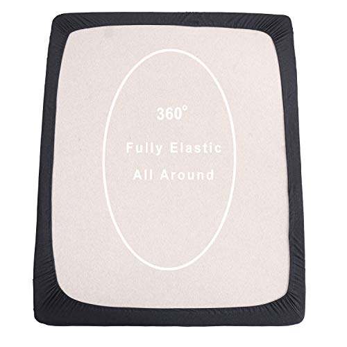 Jersey Fitted Sheet Only Heather Charcoal Grey Queen - view 4