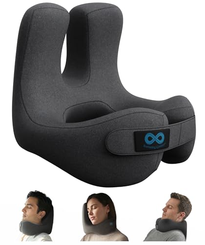 Upgraded Neck Pillow for Airplanes – Memory Foam Travel Headrest for Flying – Portable Multi-Position Travel Pillows with 360°Support – Long Flight Essentials for Sleep & Home Use
