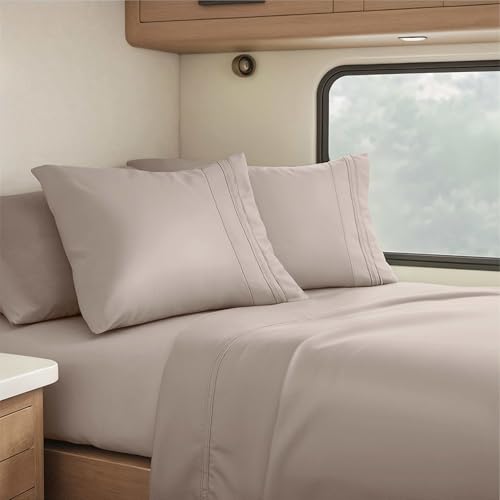 Linen Short Queen Sheets for RV, Hotel Luxury RV Queen Sheets Set, 4 Piece Fitted Bed Sheet Set and Pillowcases, Super Soft, Wrinkle-Free, and Breathable Camper Bedding - view 6