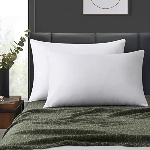 100% Cotton Zippered Pillow Cases King Size Set of 4, Super Soft & Breathable Pillow Protectors with Zipper, White Pillow Case Covers 20x36 Inches