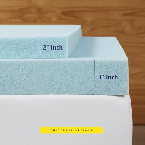 Mattress Topper College Dorm Room Essentials Gel Infused Memory Foam 2 Inch Pad CertiPUR US Certified for College Students Boys and Girls, Twin XL, Blue - view 5