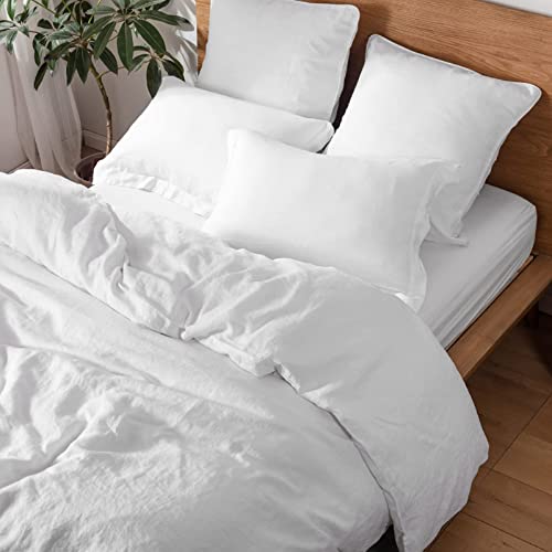 100% Linen Pillow Case King Size Set of 2, White Pillow Covers with Overlap Closure, Luxury Breathable Pillowcases Protectors Suitable for All-Season (20" X 36", White) - view 6