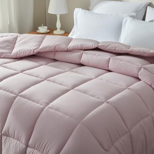 Down Alternative Comforter Queen Duvet Insert with Corner Tabs, All Season Quilted Bed Comforter Box-Stitched Queen Comforter Light Pink，Machine Washable Microfiber Bedding - view 3