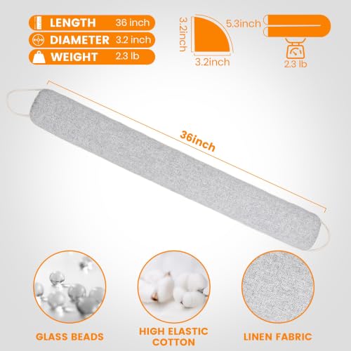 Under Door Draft Stoppers 36 Inch, Heavy Triangle Stop Draft Block Cold Air/Wind/Breeze Noise Blocker Door Sweeps Weather Stripping Bottom Seal Light Gray - view 2