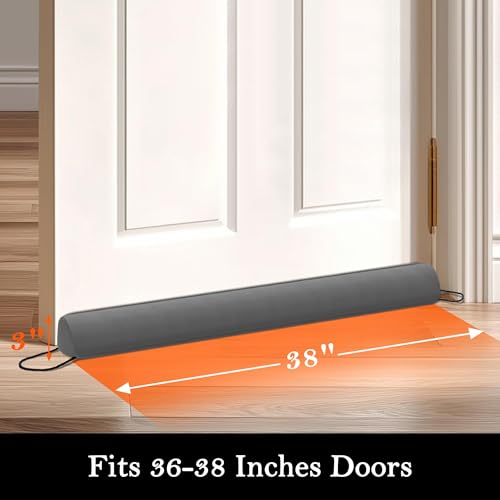 Door Draft Stopper with Removable Cover, 38", Gray, 2-Pack - view 2