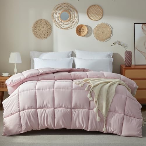 Down Alternative Comforter Queen Duvet Insert with Corner Tabs, All Season Quilted Bed Comforter Box-Stitched Queen Comforter Light Pink，Machine Washable Microfiber Bedding - view 2