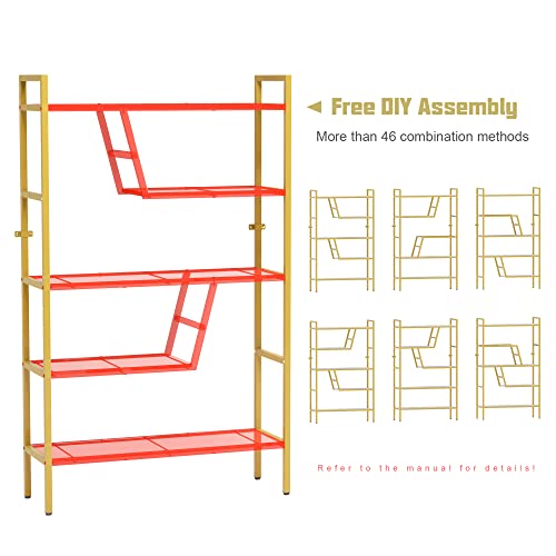 5-Tier Adjustable Bookshelf, Tall Metal Display Shelves for Living Room - view 5