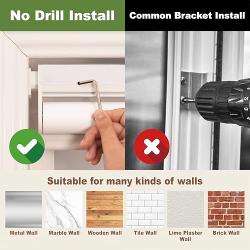 No Drill Waterproof Blackout Roller Shades, White, 23"W X 62"H - view 5