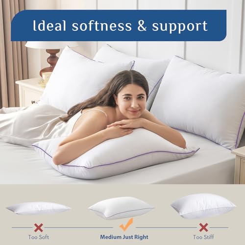 Firm Pillows Queen Size Set of 2, Supportive Bed Pillows with Oeko-Tex Certified Down Alternative Fill, Luxury Hotel Quality for Back, Stomach and Side Sleepers - view 4