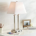 Amity 26" Tall Desk Lamp Port Outlet USB Charging Ports Modern Brushed