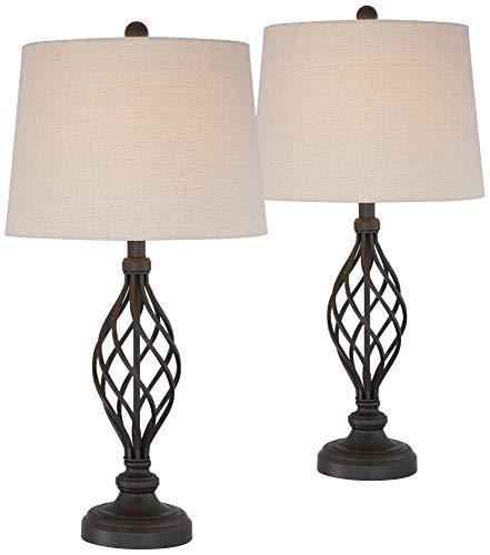 Annie 28" Tall Table Lamps Set of 2 Open Scroll Iron Bronze Brown - view 2
