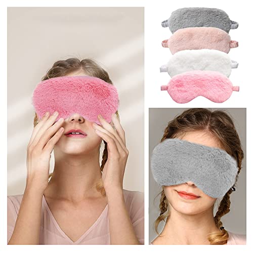4 Pcs Plush Sleep Masks, Ultra Cute Soft Eye Cover, Blindfold Travel Masks for Kids Men Women(Random Color) - view 5