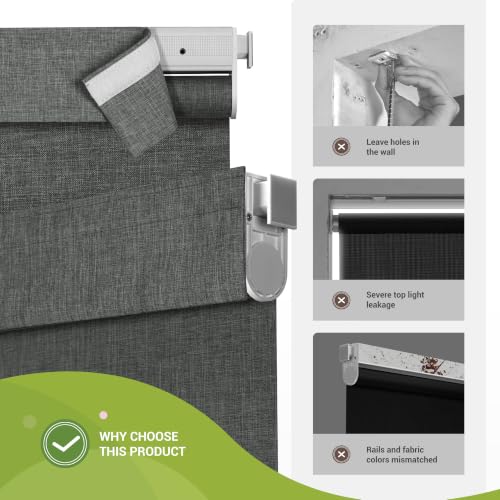No Drill No Tools Blackout Roller Shades for Windows - view 4
