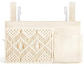 Bedside Caddy, Macrame Hanging Organizer, 4 Pockets Ivory Metal Hooks