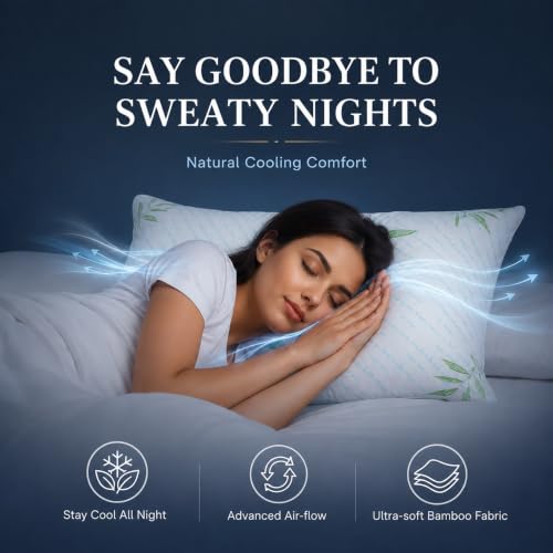 Hotel Cooling Hybrid Bed Pillows for Sleeping Queen Size Set of 2 - view 3