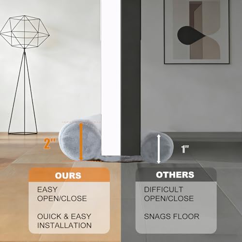 Under Door Draft Stopper 24-30" Adjustable Wind Stopper for Door & Window, Foam Door Sweep Air & Noise Blocker for Bottom of Doors Double Side Seal - Spandex Super Soft Grey - view 3