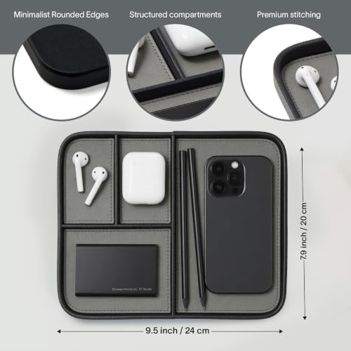 Nordik Leather Valet Tray - Medium EDC Tray - Pebble Black 9.5 x 7.9 in - view 5