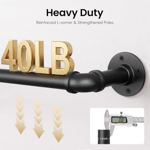 1 Inch Heavy Duty Blackout Curtain Rod, 72 to 144 Inch, Black - view 2