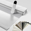 Motorized Roller Blinds with Remote, No Drill Smart Roller Shades for Indoor Windows, Blackout Linen Fabric Rechargeable Electric Blinds for Home, Office, Linen White, Custom Size