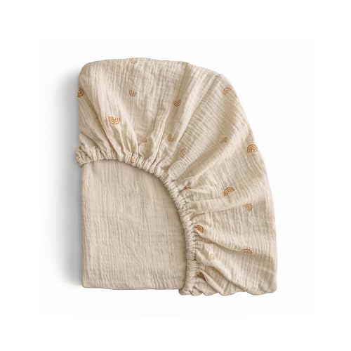 Extra Soft Muslin Fitted MINI Crib Sheet | 24"x 38" (Rainbows)