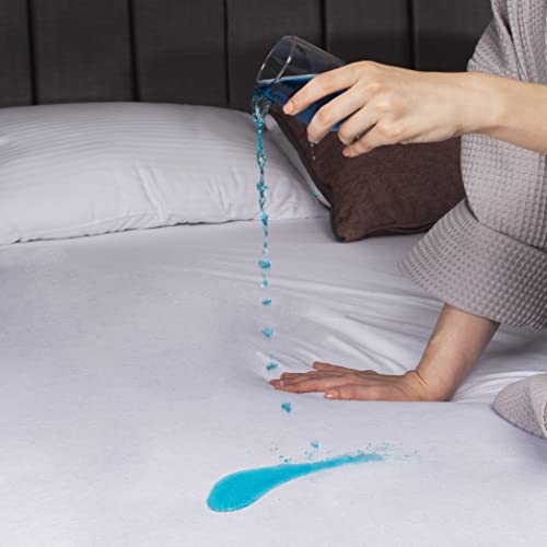 Premium 100% Waterproof Mattress Protector Twin Size, Absorbent, Cotton, Bed, Breathable Fitted Mattress Cover with Stretchable Pockets, Cover Smooth Soft Noiseless Washable - view 3