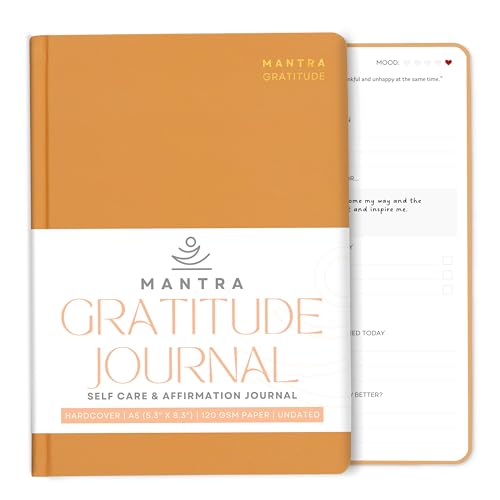 Gratitude Journal For Women & Men - Mental Health, Self Love & Self Care Journal - Orange - 5.8" x 8.3"