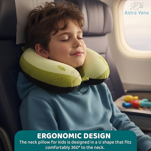 Child Travel Sleep Mask and Pillow Set - 2 in 1 Cute Character Design for Kids Rest, Naps and Relaxation. Soft Comfort with Bag Cover, Perfect for Flights, Car Trips 30cm (Green) - view 5