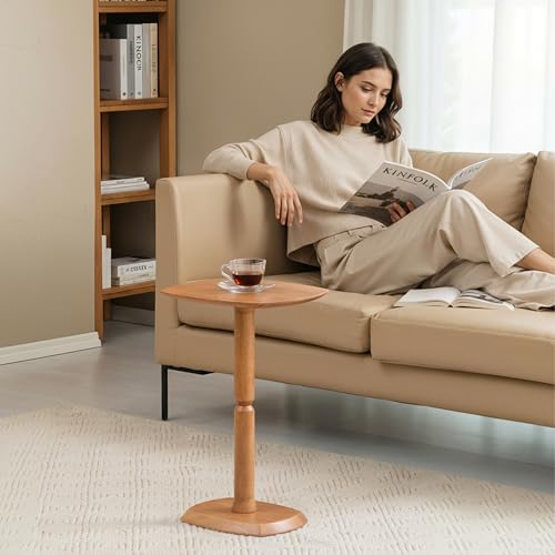Cooper 22" Solid Wood Pedestal Side Table, Mid Tone Honey - view 4