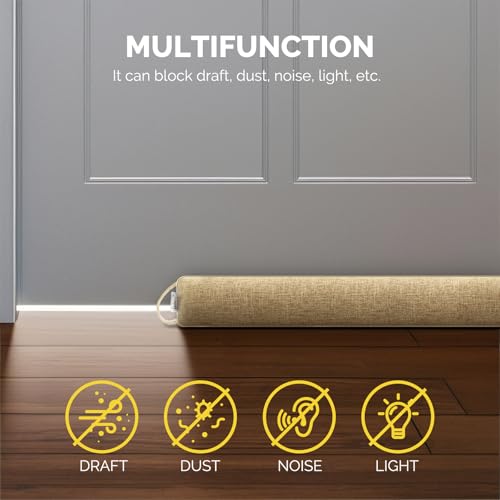 32" Door Draft Stopper, Weighted Under Door Noise Stopper, Oatmeal - view 4