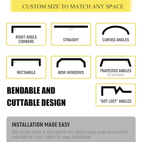 Room Divider Curtain Sets with Bendable Ceiling Track, 95% Blackout Total Privacy Ceiling Track Curtains Floor to Curtains Track Kits 8.33 ft Wide x 7 ft Tall, Black, 1 Panel - view 5