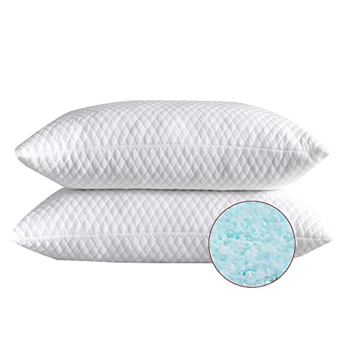 Shredded Memory Foam Bed Pillows for Sleeping King Size 2 Pack, with Washable Removable Hypoallergenic Sleep Pillow for Back and Side Sleeper