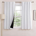 Cold Reducing 100% Blackout Small Window Curtain Panels, Drapes with Black Liner, 45 Inches Drop Thermal Insulated Draperies for Cafe (White, 2 Pieces, 37 inches Wide Each Panel)