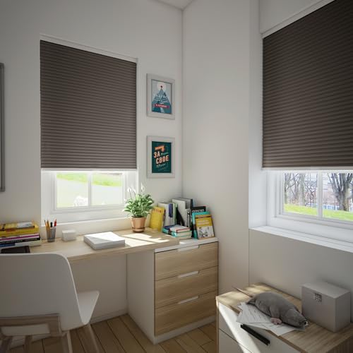 Cellular Shades Cordless Blackout Honeycomb Door Indoor Window Blinds Black Out Room Darkening, Custom Size, Light Blocking, Taupe - view 4