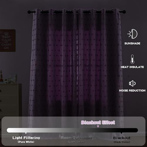 Purple Blackout Girls Curtains for Sliding Door 95 Inch 2 Panels - view 5