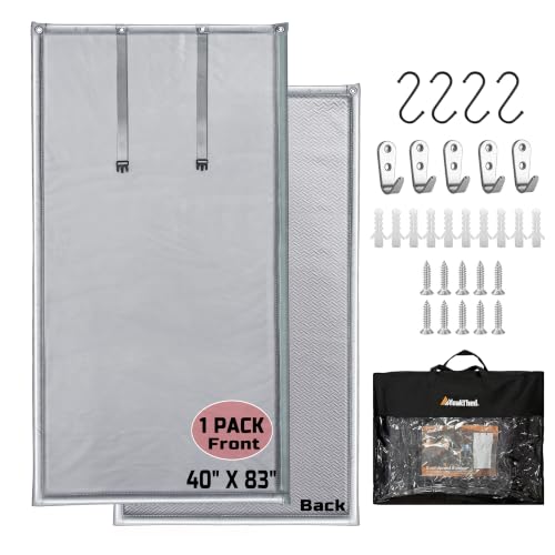 Soundproof Curtains 40" x 83" Acoustic Sound Barrier Dampening Blanket for Doors & Windows, Noise Blocking Blackout Curtain, Use for Recording Studio Home Office, 1 PACK Gray