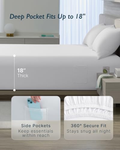 Cooling Comforter Set - Ultra Comfort 4pcs with Queen Size Cooling Blanket, Wrinkle-Free Deep Pocket Fitted Sheet, 2 Breathable Pillowcases for Skin and Hair Bedding Set, Snow White - view 6