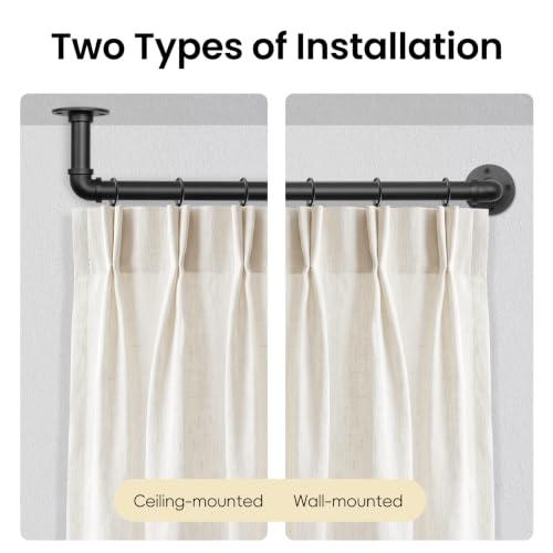 1 Inch Heavy Duty Blackout Curtain Rod, 72 to 144 Inch, Black - view 6
