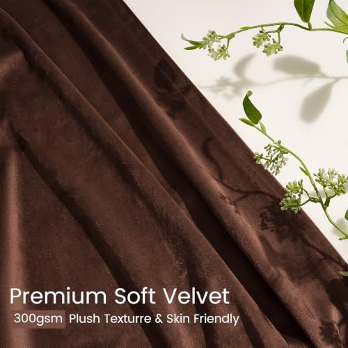 Brown Pinch Pleated Velvet Curtains 84 Inches Long 4 Panels Set - view 3