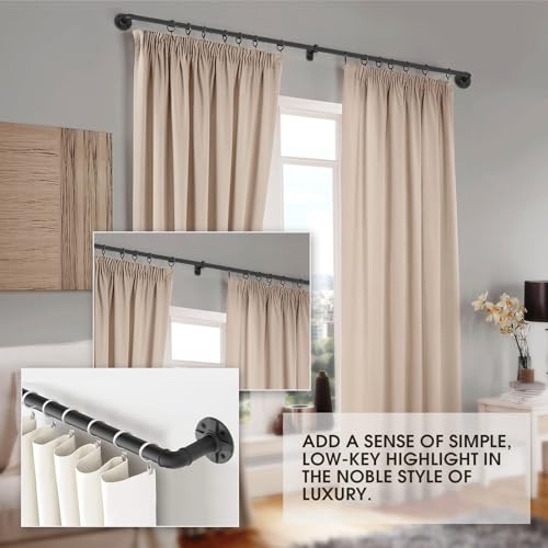 Heavy Duty 1 Inch Adjustable Blackout Black Curtain Rod 120-170 Inch | Wrap Around for Windows, Indoor/Outdoor Room Divider - view 7