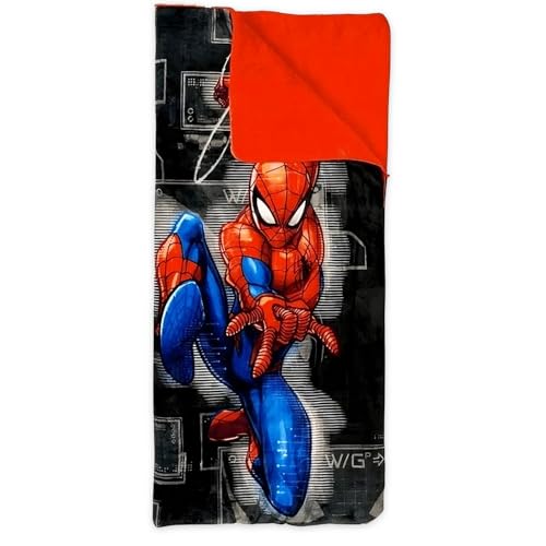 Marvel Spiderman Slumber Bag Set for Boys - Bundle of 54x56 Inches Sleeping Bag, Stickers, More | Spiderman Silk Touch Slumber Bag - view 2