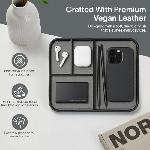 Nordik Leather Valet Tray - Medium EDC Tray - Pebble Black 9.5 x 7.9 in - view 3