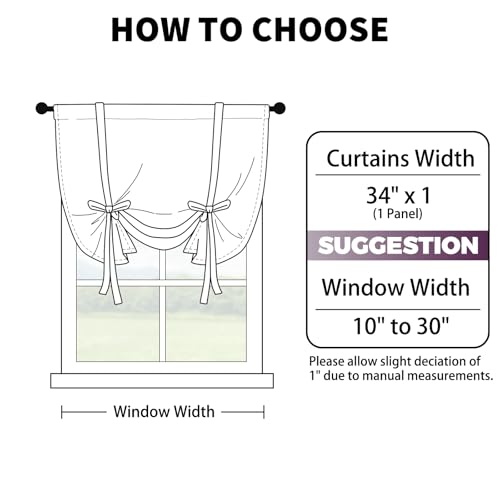 Ombre Thermal Insulated Tie Up Curtains for Small Windows Gradient Purple to Grey White Blackout Room Darkening Shades for Bedroom Kitchen Rod Pocket Balloon Curtain W34 X L48 Inches, 1 Panel - view 7