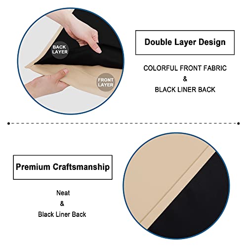 Thermal Insulated Curtains 100% Blackout Curtains for Bedroom 45 Double Layer Grommet Curtains with Black Liner Thermal Insulation Drape Full Room Darkening Beige 52”W x 45”L 2 Panels - view 6