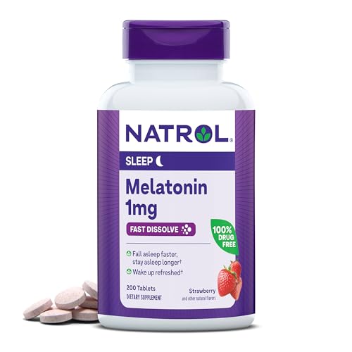 Melatonin 1 mg Fast Dissolve Tablets, Strawberry, 200 Count